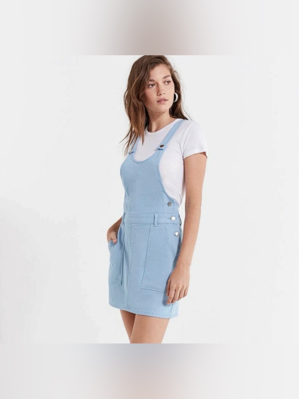 🌤️🩵 Urban Outfitters Blue Denim Overall Mini Dress Size 6‎ 🩵🌤️